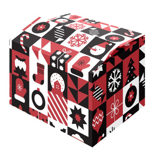 Kerstpakketdoos Pattern Red - 80% gerecycled Kerstpakketdoos Pattern red