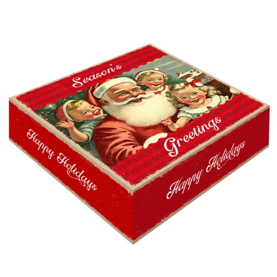Geschenkdoos Vintage Christmas - bodem met deksel - 40x40cm Kerstpakketdoos Vintage Christmas bodem deksel 40 40
