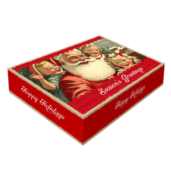 Geschenkdoos Vintage Christmas - bodem met deksel - 60x40cm Kerstpakketdoos Vintage Christmas bodem deksel 60 40