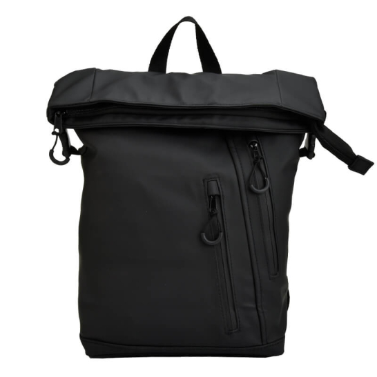 Fiets Rugzak Travel Mat PU Zwart Travel fiets rugzak vegan leer 8791 Zwart