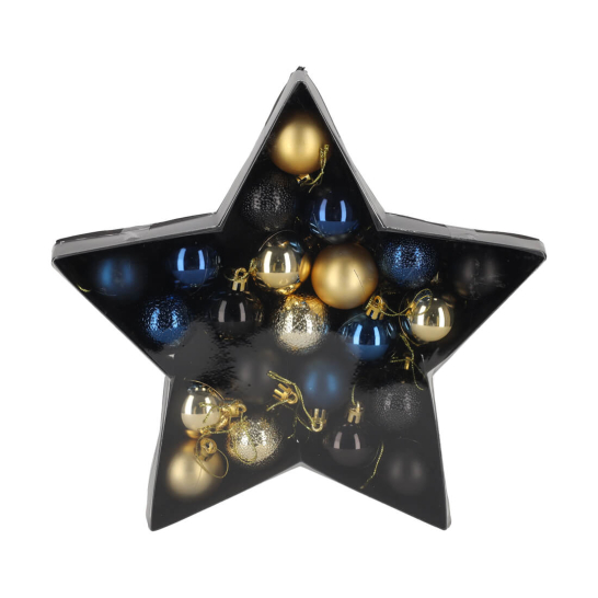 Kerstballen Blauw & Goud - Ster Verpakking jens living kerstballen blauw goud 22 13164