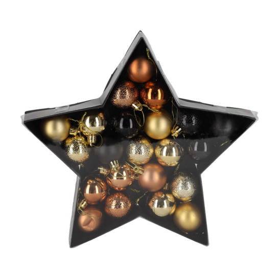 Kerstballen Koper & Goud - Ster Verpakking jens living kerstballen koper goud 22 13165