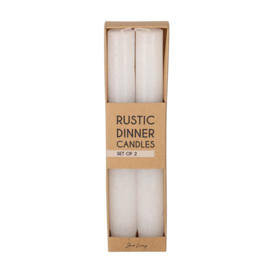 Rustieke Dinerkaarsen Wit S/2 - JENS Living jens living rustieke dinerkaarsen wit set2 25615