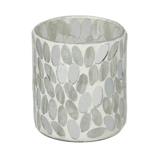 Theelichthouder Mozaïek Wit Small - JENS Living jens living theelichthouder mozaiek wit small 25653