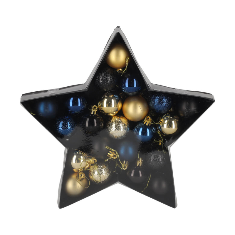 Kerstballen Blauw & Goud - Ster Verpakking jens living kerstballen blauw goud 22 13164